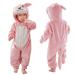 COOKY.D Baby Hooded Rompers Infant Winter Flannel Jumpsuit Pajamas 2-36 Months 30-36 Months Pink