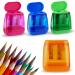 Sonuimy Pencil Sharpeners  4 Pcs Pencil Sharpeners Manual Dual Holes Compact Colored Handheld Pencil Sharpener for Kids with Lid Adults Students School Class Home Office (Covered)