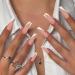 YOSOMK French Tip Press on Nails Long with Rhinestones - Pink & White Coffin Artificial Nails for Women - Buy Online on GoSupps.com