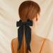 2pcs Long Tail French Hair Bows for Women - Black & Milky White Satin Silky Bow Barrettes - 90's Accessories for Birthday/Party/Show - Buy Online on GoSupps.com