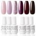 GELLEN Gel Nail Polish KIT 6 Colors - Misty Rose & Midnight Series Pastel Pink Wine Tone Rose Glitter Home Nail Art Salon Gel Manicure Set Atmosphere 0.27 Fl Oz (Pack of 6)