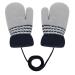 Toddler Kids Winter Warm Thick Plush Short Knitted Gloves With String for 1-3Yrs Grey&navy Blue