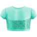 Aislor Girls Sparkly Sequins Cap Sleeve Fitness Crop Top - Mint Green, 6 Years - Buy Online on GoSupps.com