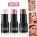 3 PCS Contour Stick Waterproof Long Lasting Highlighter Makeup Stick Lightweight Multi-Use Cream Contour Buildable Face Makeup Kit for Cheeks Lips Highlighters Highlighters - Buy Online on GoSupps.com