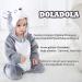 Doladola Unisex Baby Hooded Grey Husky Romper | Infant Jumpsuit Pajama 3-6 Months - Buy Online on GoSupps.com