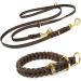 High-Quality 3-Way Adjustable Dog Leash | COPCOPET Fat Leather Line | Handmade in Germany | Soft Leather with Brass Fittings | 2.40m x 12mm Brown - Buy Online on GoSupps.com