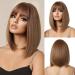 OUFEI Brown Bob Wig With Bangs Short Straight Wig For Women Synthetic Hair Wigs for Daily Party Cosplay Wear Brown straight bob