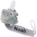 Personalized pacifier clip with names customizable pacifier chain pacifier holder with name gift to the baby shower universally suitable for all pacifiers - sweet dinosaurs (gray)