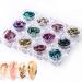 Nail Art Slices 12 Boxes Colorful Irregular 3D Abalone Slices Nail Art Shell Stones Nail Sequins Decoration