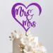 Trimming Shop Mr and Mrs Purple Glitter Cake Topper Heart Couple Cupcake Toppers Desserts Picks for Engagements Weddings Bridal Showers Anniversary Bachelorette Party Cake Decorations Purple Mr & Mrs - Heart