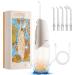JIMOK Water Flosser - 4 Modes Cordless Portable Water Flosser for Teeth IPX7 Waterproof 200ml Removable Water Tank Easy to Clean Rechargeable Oral Irrigator Cleaner for Home and Travel(White)