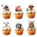 18pcs Viking Cupcake Toppers for Boys Girls Kids Medieval Party Supplies Glitter Viking Warrior Happy Birthday Cake Decor Pirate Party Decorations