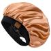 Hat Hut Satin Bonnet Silk Bonnet Sleep Cap for Women Hair Bonnet for Curly Hair Sleeping Adjustable Wide Band Double Layer One Size A07-Gold
