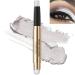 Double-ended Glitter Cream Eyeshadow Stick KQueenest Shimmer Pearl Eye Shadow Highlighter Pencil with Soft Brush Waterproof Long-lasting for Easy Eye Makeup Cosmetics 01# Pearl White
