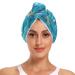 Blue Flowers Hair Towel 2 Pack Super Absorbent Hair Drying Towel Quick Dry Hair Turbans Head Towel with Button Twisty Wrap for Women Girls