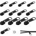12 pieces of zipper Slider replacement zipper Zipper replacement removable zipper Zipper Pull fixed zipper slider for coat suitcase backpacks (black)