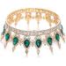 FORSEVEN Queen Crown Rhinestone Wedding Tiara | Crystal Bridal Princess Crown for Women - Gold and Green | Costume Party Hair Accessory - Buy Online on GoSupps.com