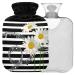 NAANLE hot water bottle with reference musical daisy Transparent hot water bottle 1L heat bottle for menstrual cramps pain relief handfoots heat and cold therapy