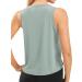Ice Silk Crop Workout Tank Top for Women | Cool-Dry Sleeveless Loose Fit Yoga Shirt | Running Gym Athletic Top | Greyish Green, Medium - Buy Online on GoSupps.com