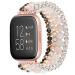 CAGOS Compatible with Fitbit Versa 2 Bands for Women, CAGOS Handmade Beaded Bracelet Straps Replacement Wristband for Fitbit Versa/Versa Lite Watch (Pink/Copper)