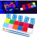 URAQT Neon UV Glow Face Paint Kit - 12 Colors, 2 Brushes, 40 Stencils - Safe Oil Based Makeup for Adults & Kids - Perfect for Parties & Carnivals - Buy Online on GoSupps.com