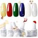 Gellen Gel Nail Polish Kit - Christmas Festive White Green Red Blue Silver Gold Glitter Gel Polish Kit 6 Colors Collection for Christmas Holiday DIY Salon/Home Manicure Festival Gift Set For Women Golden Paradise