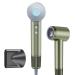 Hair Dryer New Upgrade 1400 Watt Negative Ion Hair Dryer with Magnetic Nozzle 110 000 RPM Brushless Motor Negative Ion Indicator Fast Dry 4 Temperatures/2 Speeds Low Noise for Home Travel Green