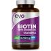 Biotin Hair Growth Supplement 12 000mcg with Coconut Oil | 400 High Strength Tablets for - 13 Month Supply Vitamin B7 Supports Normal Skin & Made in UK by EVO Nutrition