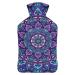 Hot Water Bottle With Lid Purple Floral Pattern Rubber Hot Water Bag For Pain Relief Cramps Foot Warmer Hot And Cold Therapy