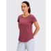 CRZ YOGA Women's Pima Cotton Short Sleeve Workout Shirt in Misty Merlot - Medium - Buy Online on GoSupps.com