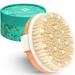 Premium 100% Vegan Round Dry Brushing Body Brush with Soft Bristles, Exfoliating Scrub Brush for Lymphatic Drainage, Dry Brush with Massage Pins for Skin Detox, Deluxe Gift Box for Women