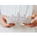 SWEETV Full Round Crystal Queen Crown for Women - Wedding Tiara for Bride, Pageant and Birthday Party - Silver - Buy Online on GoSupps.com