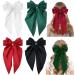 4 Pack Large Hair Bows for Women Oversized Long-tail Cute Aesthetic Hair Accessories Large Hair Barrettes for Women Big Bows for Girls (White Black Red Green)