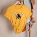 Elegant Oversize Bee Print Summer Blouse for Women | Casual Short Sleeve T-Shirt - Lightweight Yellow Top - Buy Online on GoSupps.com