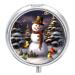Pill Box Pill Case 3 Compartment Travel Pill Box Snowman Birds Christmas Tree Printing Small Pill Box Portable Medicine Pill Case Pill Organizer for Purse & Pocket for Travel Handbag (Round)