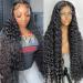 MDRTIRIM Lace Front Wigs Deep Wave Human Hair Pre Plucked Glueless 180% Density Frontal Wigs Brazilian Virgin Human HD Transparent Lace Wigs for Black Women with Baby Hair Natural Color 30 in