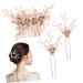 FRCOLOR 1 Set Leaf Pearl Hairpin Wedding Hair Clip Wedding Hair Side Comb Hair Combs for Thick Hair Gold Hair Clips Accessories Barrette Prom Suits for Women Hair Forks for Buns Metal