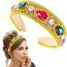 Flayem Rhinestone Headband Crystal Headband Padded Wide Vintage Hair Band Hoop Gorgeous Baroque Hair Accessories for Women and Girls (Yellow)