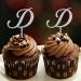 Monogram Letter D Cupcake Toppers Initial Single Letter Name Glitter Silver For Wedding Bridal Shower Cake Decorations Elegant Wreath Floral Customize Your Own Cupcake Toppers Wedding Gifts 6PCS Style-8