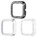 Surace Compatible for Fitbit Versa 2 Case, Bling Crystal Diamond Frame Protective Case Compatible for Fitbit Versa 2 Smart Watch (3 Packs, Black/Silver/Clear Black/Silver/Clear Fibit Versa 2