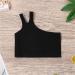 Girls Dance Tank Top One Shoulder Racerback Tie Dye Crop Sleeveless Black Bra Top - Size 5-6 Years - Buy Online on GoSupps.com