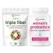 Micro Ingredients Organic Triple Fiber Powder & Women s Probiotics 100 Billion CFU Veggie Capsules | 2 Pack | Soluble Fiber + Inulin Acacia & Psyllium Husk | 40 Strains + Cranberry & D-Mannose |