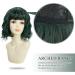 Yamel Wavy Bob Wig with Bangs in S4# Blackish Green - Natural Synthetic Hair, Shoulder Length Short Curly Wigs for Women - Buy Online on GoSupps.com