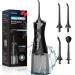 COSLUS Water Dental Flosser Pick for Teeth: 4 Modes Cordless Portable 300ML Larger Tank Water Teeth Cleaner IPX7 Waterproof Flossing Cleaning Picks for Home Travel FC5360 Black
