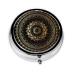 Kaleidoscope Mandala Portable Metal Pill Box Round Mini 3-Compartment Plastic Insert hinged Fastening Design Suitable for Small Pills Must-Have for Travel