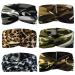 6pcs Camo Leopard Headbands Elastic Bow Hairband Turban Twisted Head Wrap Knot Hair Accessories for Women Girls Running Sport Travel
