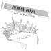 Birthday Queen Sash & Crystal Tiara Set - Silver Tiara and Crowns for Women - Birthday Decorations Set with Rhinestone Headband and Glitter Sash for Party - Buy Online on GoSupps.com