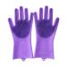 Silicone Gloves Cleaning Dishwashing Scrubber Dish Washing Sponge Rubber Silicone Gloves for Kitchen Cleaning Tools (Color : Purple Size : One Size) One Size Purple