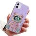Rnrieyta Miagon B r Astronaut St hle Glitzer for iPhone 12 Mini Cute Girls D nn Crystal Protection Cap Treisand Bling Transparent Case Bumper With Astronaut Halter Kickst nder purple iPhone 12 Mini purple