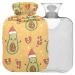 NAANLE AVOCADO Christmas with Santa Claus hat Warm bottle with reference transparent hot water bottle 2l large hot hot water bottle for bed handfoot heat pain relief heat and cold therapy